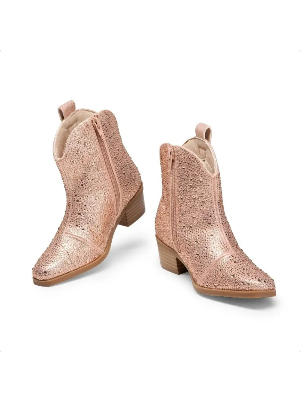 Women's Gold Rhinestone Halloween Size Zipper Non-Slip Cowgirl Sparkle Boots